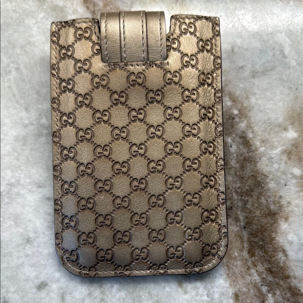 Gucci Metallic Gold Phone Holster